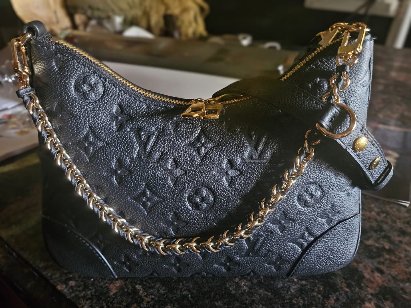 Customer photo review of LV Boulogne PM 29cm Black Monogram Shadow Embossed Cowhide GHW