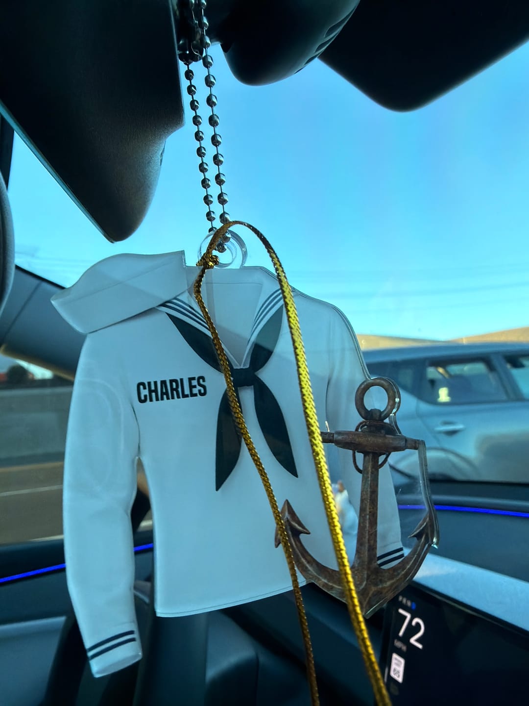 Customer photo review of Sail With Courage & Pride – Personalized Acrylic Car Ornament