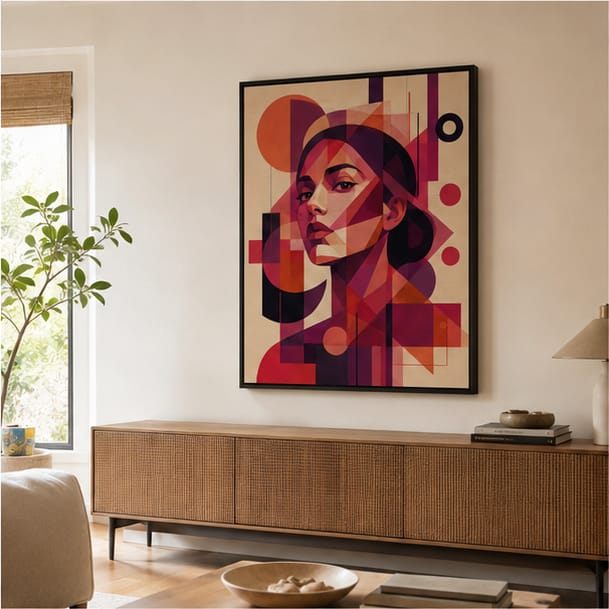 Customer photo review of Abstract Woman Portrait Canvas Wall Art