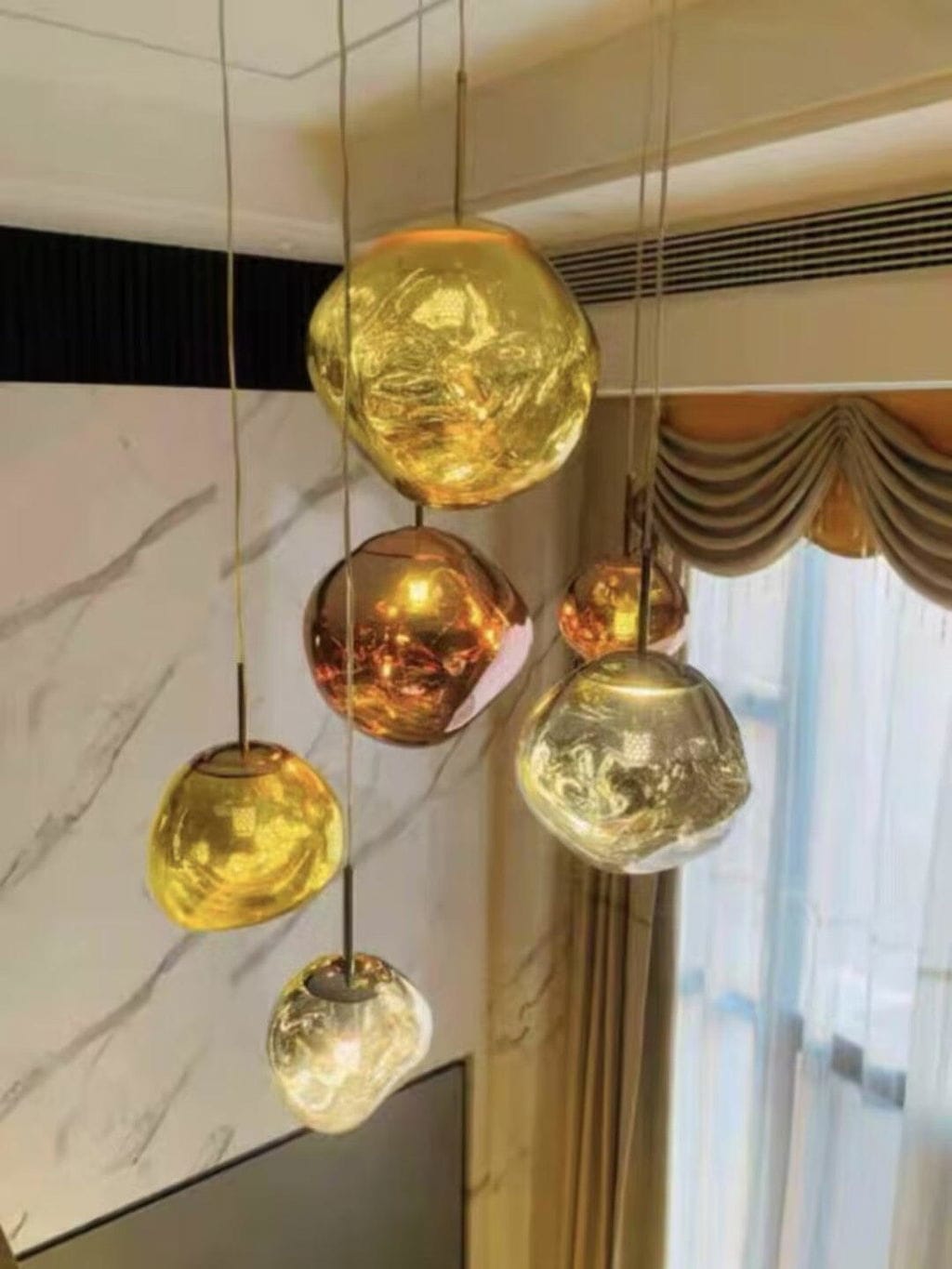 Customer photo review of Pendant Light, Modern Lava Molten Shade, Mirror Effect, E26 / E27, IP44