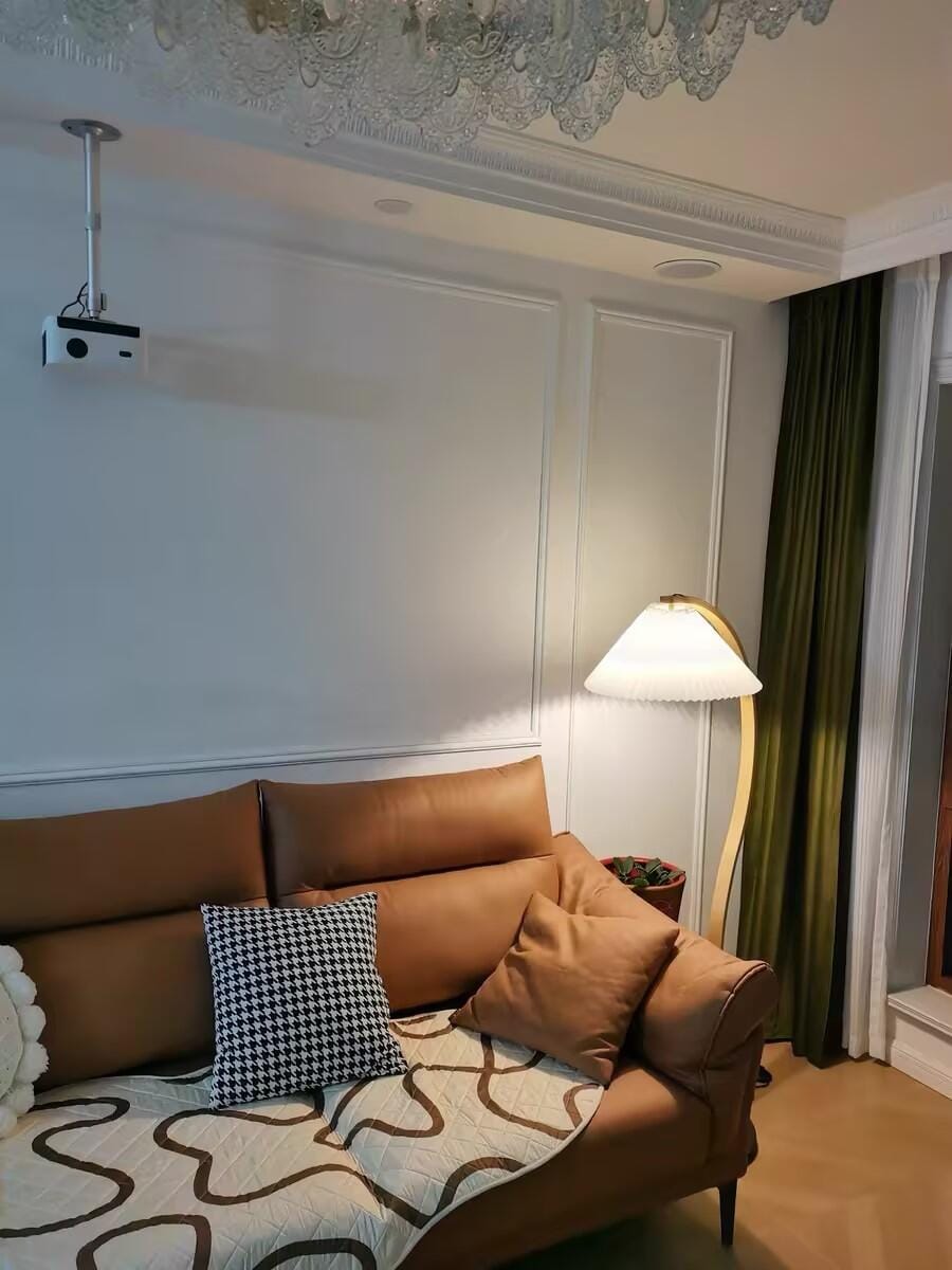 Customer photo review of Floor Lamp, Caprani Beechwood & Linen Shade, E26/E27, Plug-In