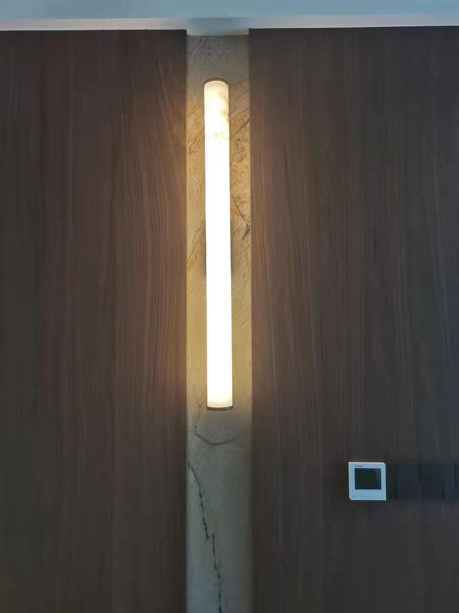 Customer photo review of Callisto Wall Sconce, Natural Alabaster Shade, Brass or Black, Integrated LED
