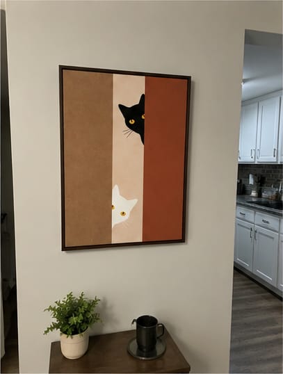 Customer photo review of Black and White Cats Canvas Wall Art