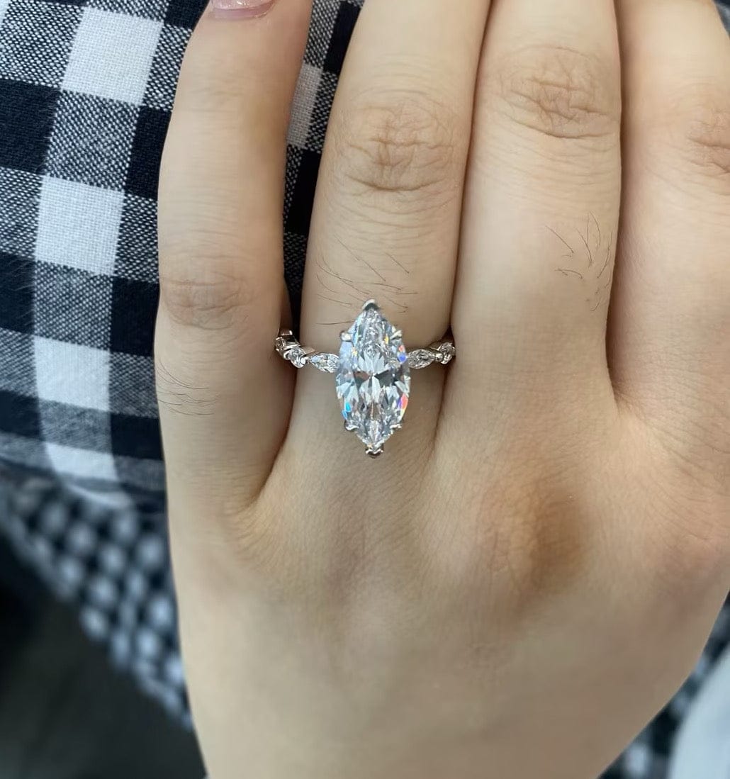 Customer photo review of S925 3.0Ct Marquise Cut Engagement Ring Travel Ring Everyday Wearable Ring In Sterling Silver