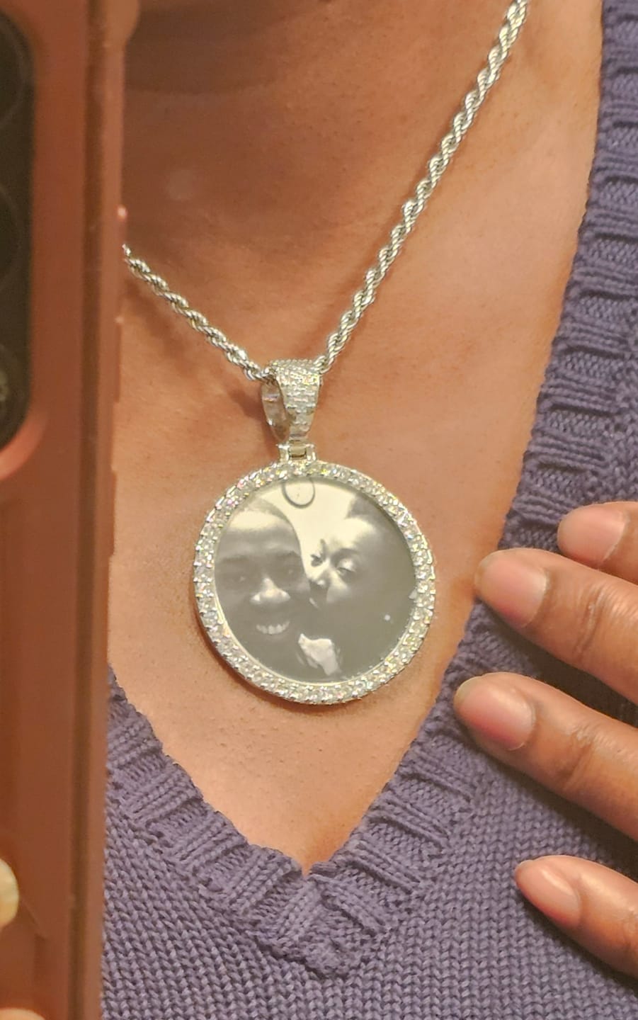 Customer photo review of Iced Photo Pendant
