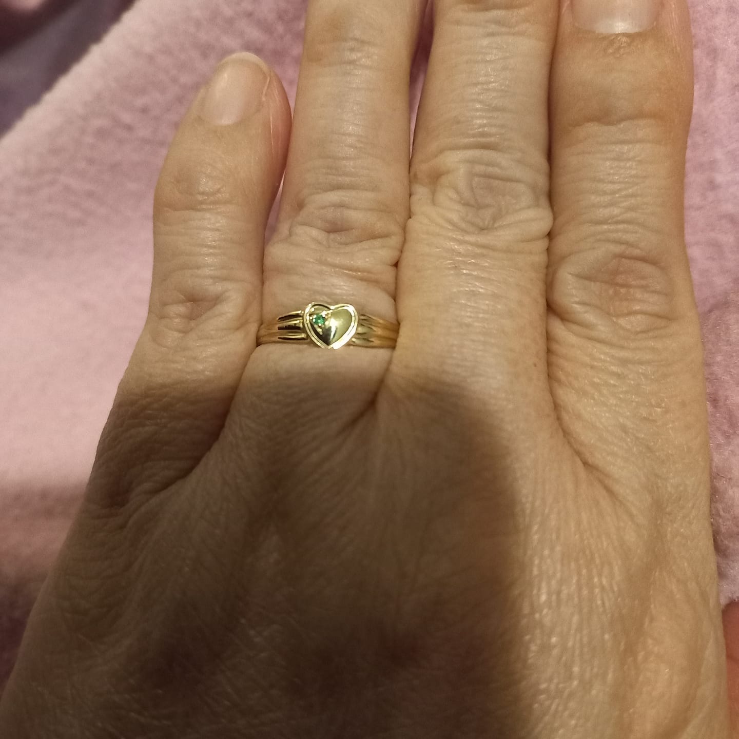 Customer photo review of Children's Heart Emerald Ring in 9ct Yellow Gold