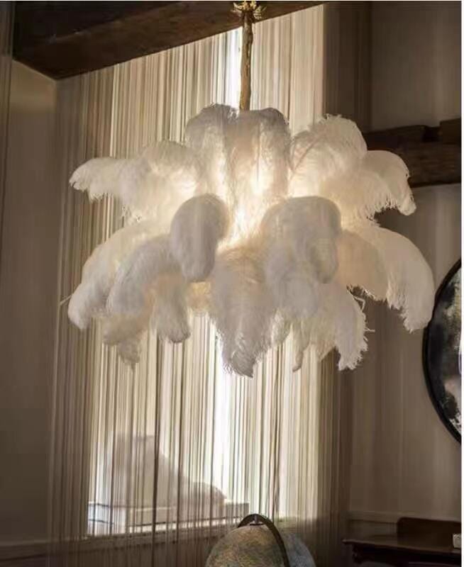 Customer photo review of Chandelier, Ostrich Feather Shade, Brass Base, 6x G9, 110 cm
