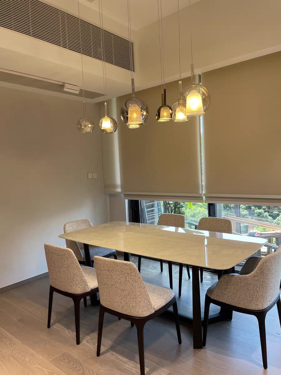 Customer photo review of Glo Pendant Light, Tinted Blown Glass Globe, G4 LED, Dimmable