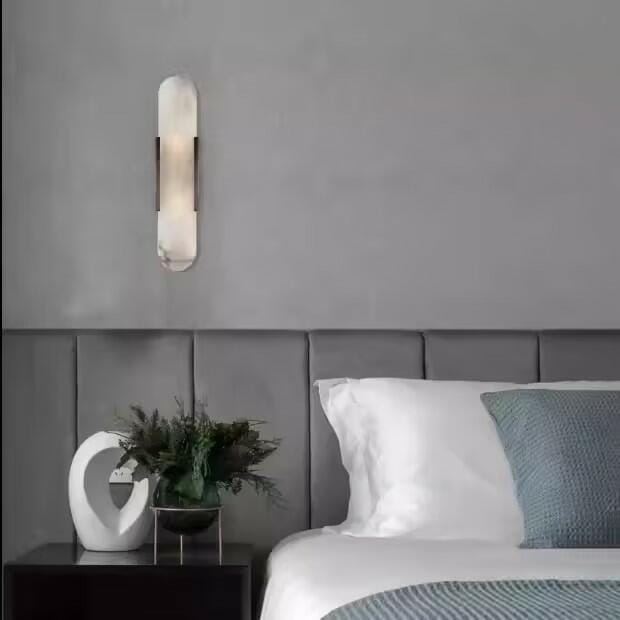 Customer photo review of Wall Sconce, Melange Alabaster Stone & Brass, G4, Hardwired
