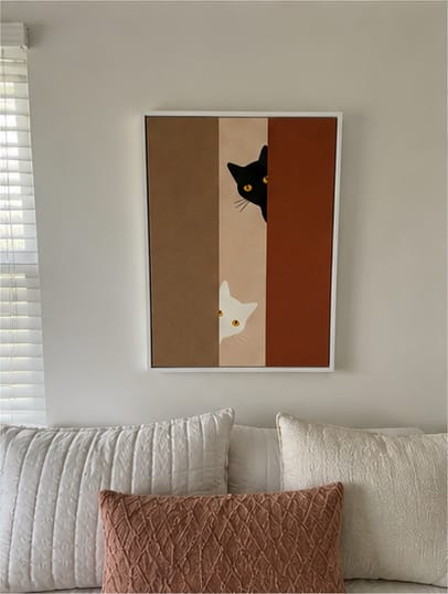 Customer photo review of Black and White Cats Canvas Wall Art