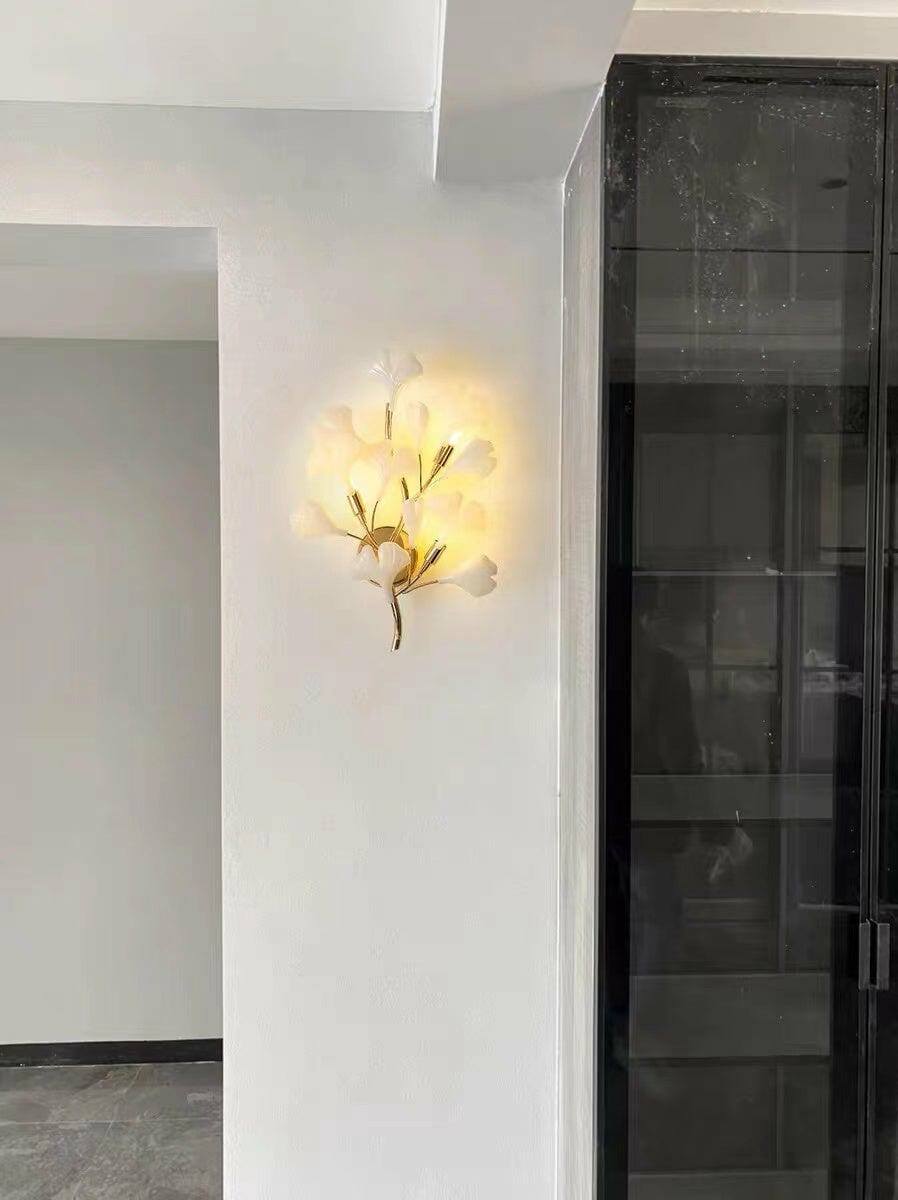 Customer photo review of Wall Lamp, White Ceramic Ginkgo Leaves, G9, Gold or Nickel Finish