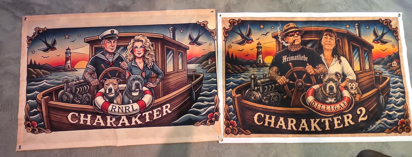 Customer photo review of Stoffbanner inkl. Druck