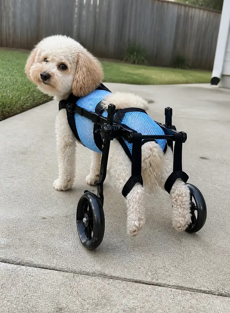Customer photo review of JoyStride Dog Wheelchair for Small & Medium Breeds