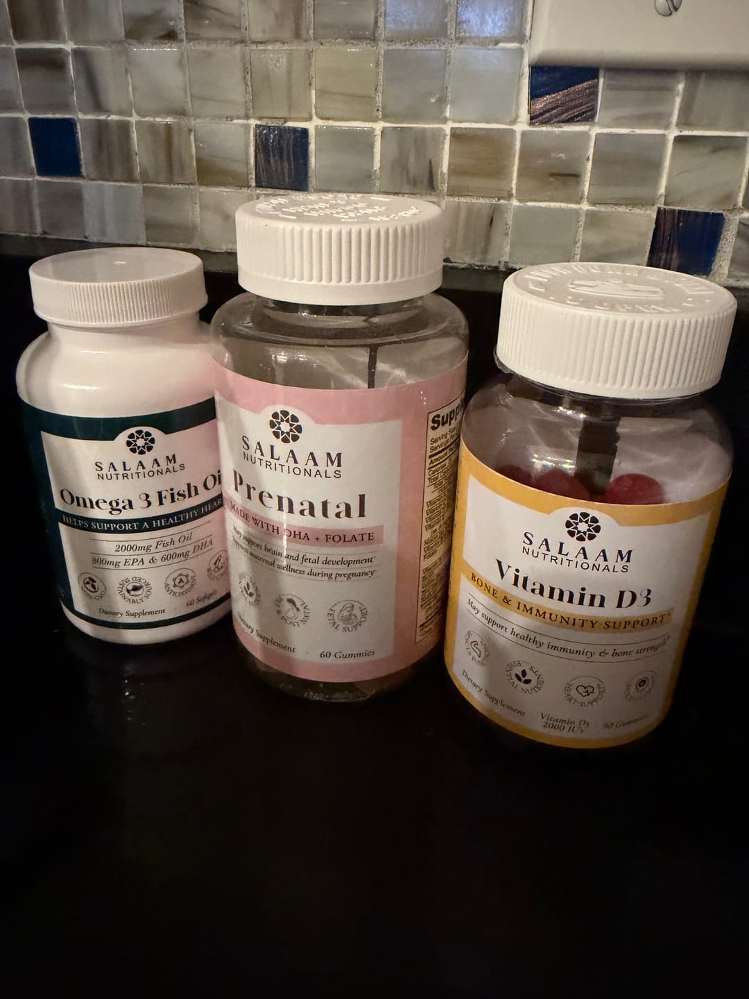 Customer photo review of NEW, Halal Prenatal Bundle: Vitamin D3, Omega 3 Fish Oil & Prenatal Gummies (3 Bottles)