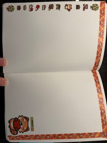 Customer's Fall Pandas Washi Tapes used as borders on a notebook page with panda stickers.