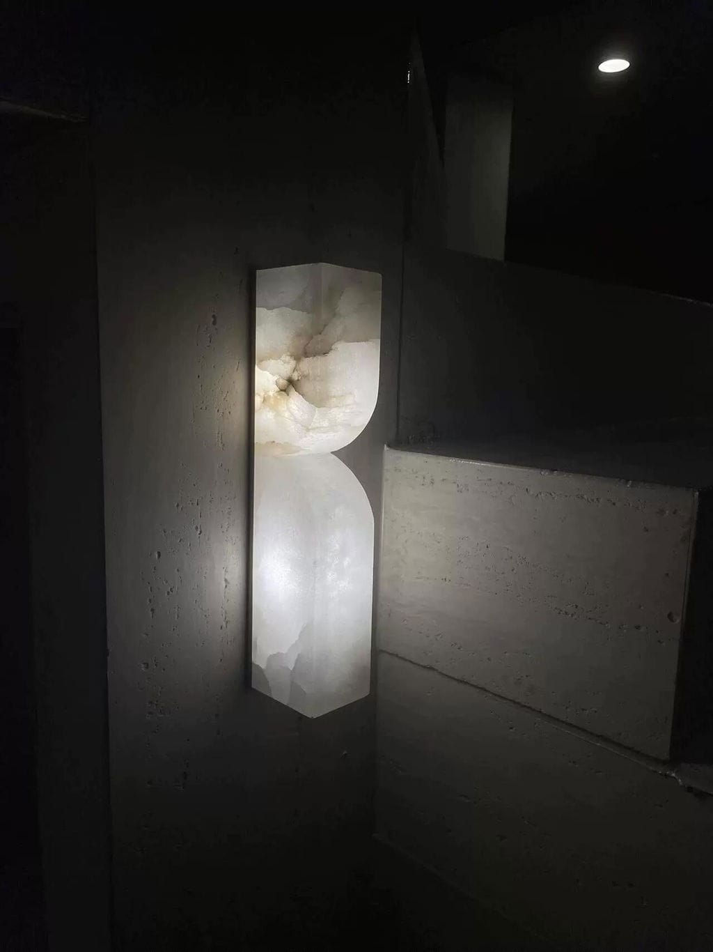 Customer photo review of Wall Sconce, Solid Carved Alabaster, Integrated LED, Dimmable
