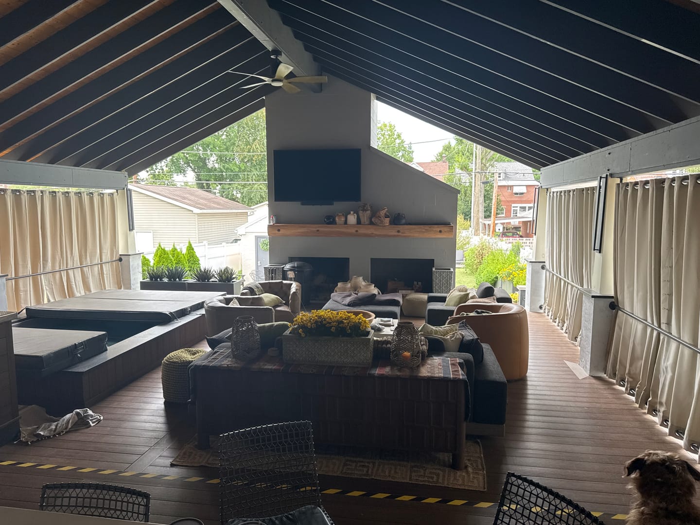 Customer photo review of Top & Bottom Grommet Windproof Outdoor Curtains for Patio 1 Panel | Outdoor Standard