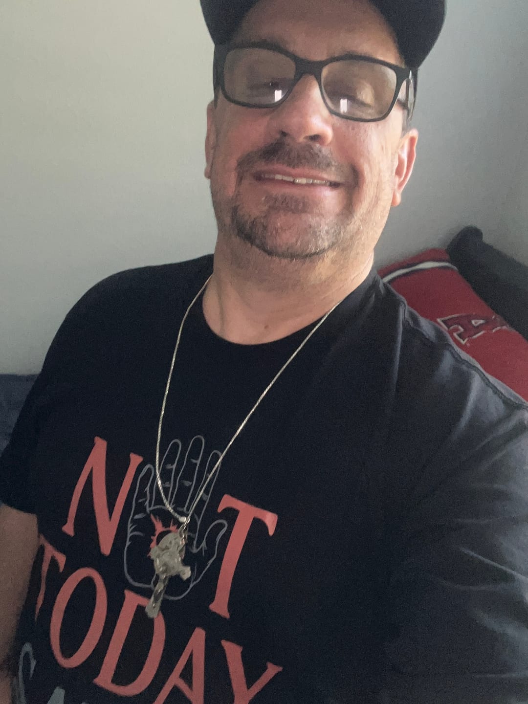 Customer photo review of Not Today Satan T-shirt