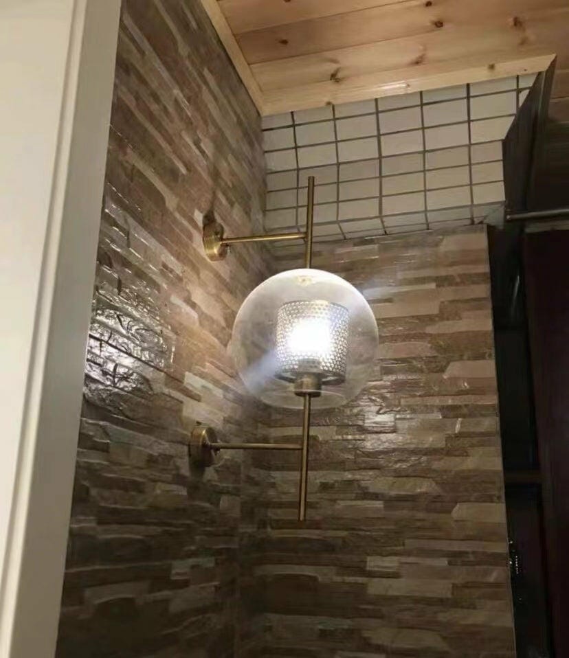 Customer photo review of Wall Light, Chiswick Glass Globe, Copper Silver Black, E27