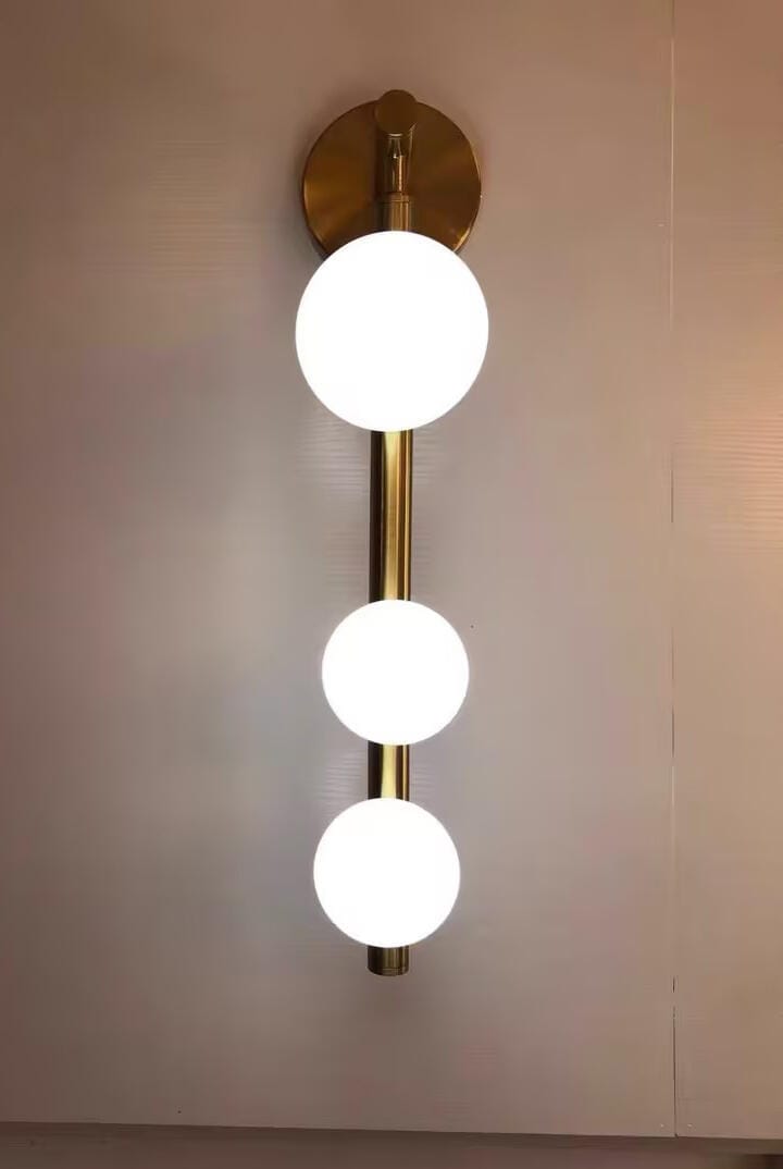 Customer photo review of Glass Tube Wall Lamp, Blown Glass Globes, Brass Finish, G4 LED