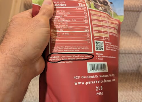 Customer photo review of Whey Protein Isolate with Organic Vanilla