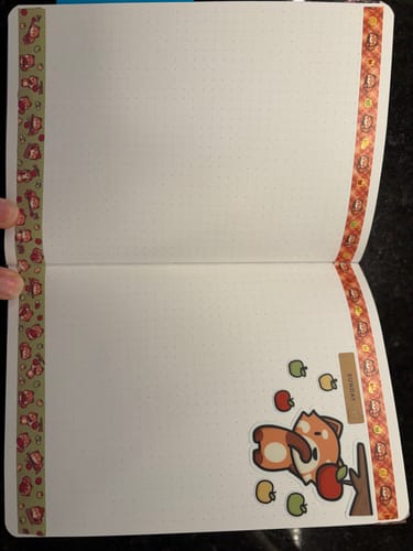 Customer's Fall Pandas Washi Tapes used to decorate a notebook page with panda stickers.