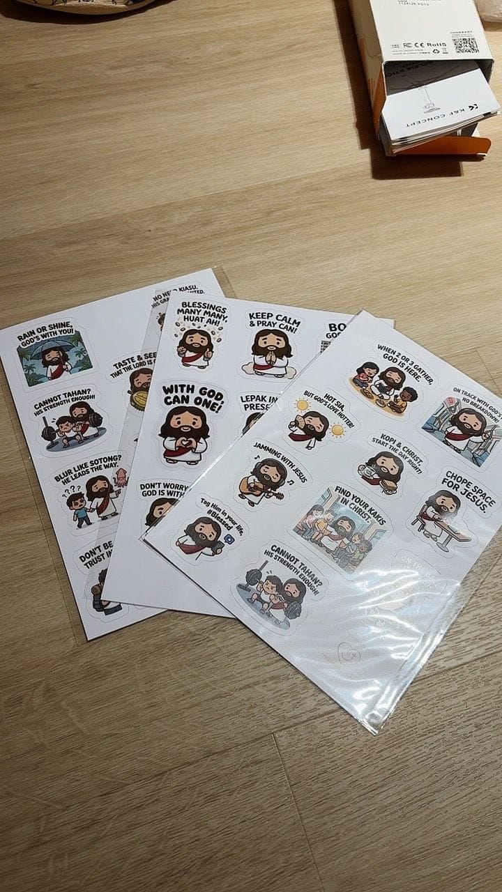 Customer photo review of Jesus Singlish Stickers Sheet