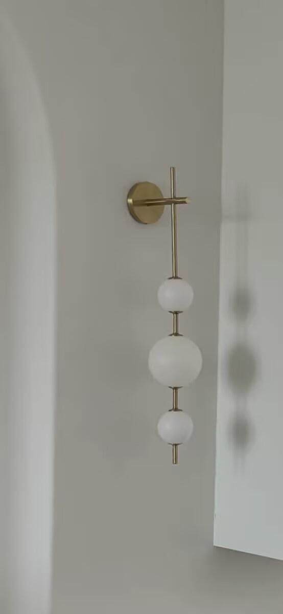 Customer photo review of Wall Lamp, Stacked Glass Globes, Matte White Shades, Integrated LED, Dimmable