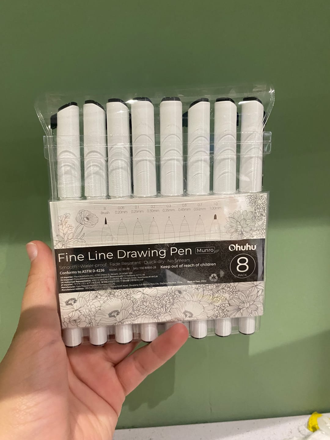 Customer photo review of Ohuhu Fineliner Drawing Pen, 8 Pack