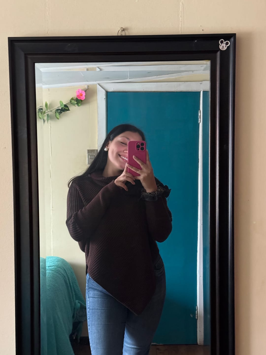 Customer photo review of SWEATER CELINE CAFÉ - CHALECO DE ALGODÓN TIPO PONCHO CON MANGAS