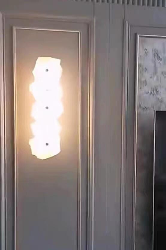 Customer photo review of Petra Wall Sconce, Genuine Alabaster Shade, Gold Finish, Integrated LED