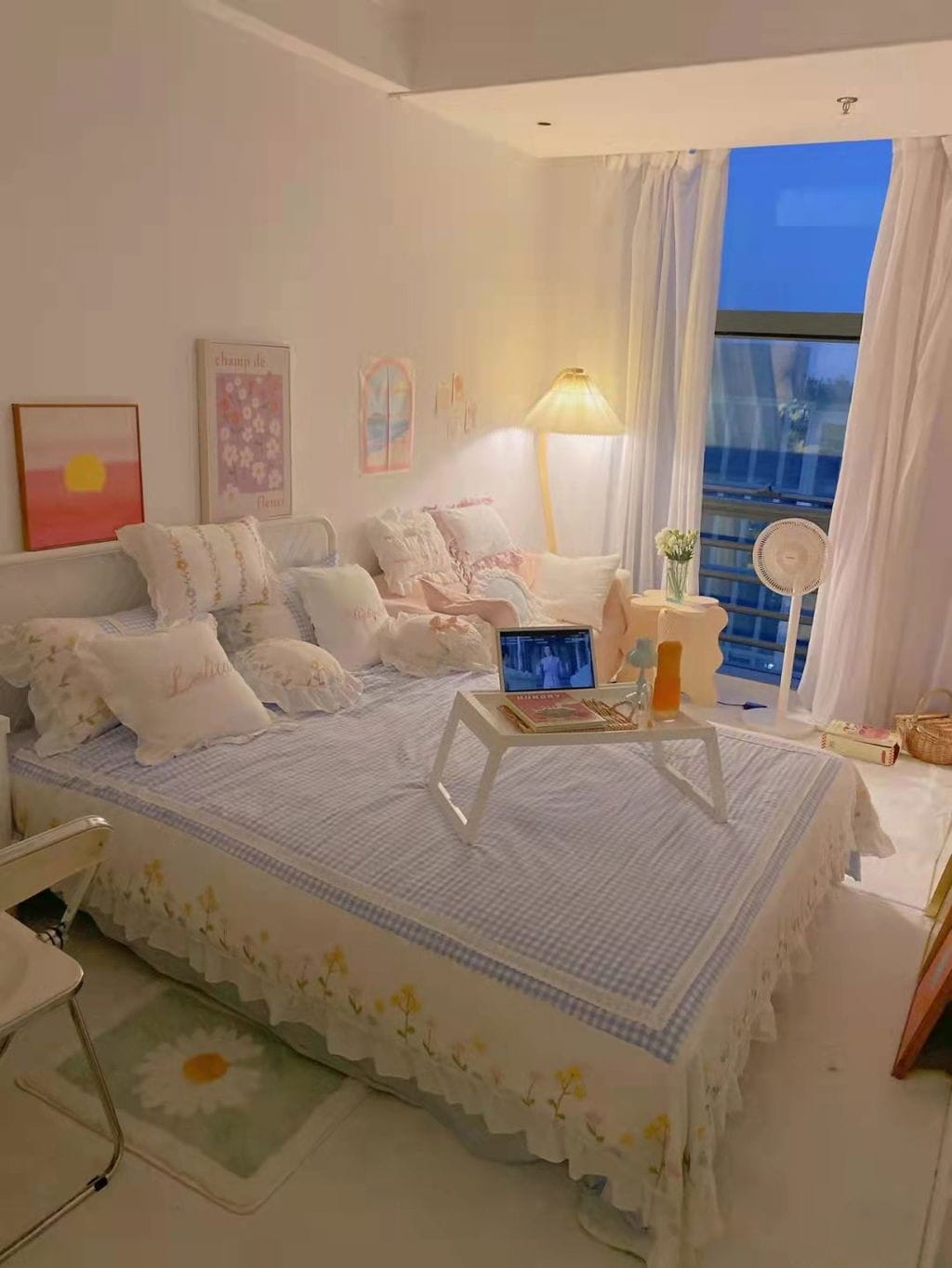 Customer photo review of Floor Lamp, Caprani Beechwood & Linen Shade, E26/E27, Plug-In