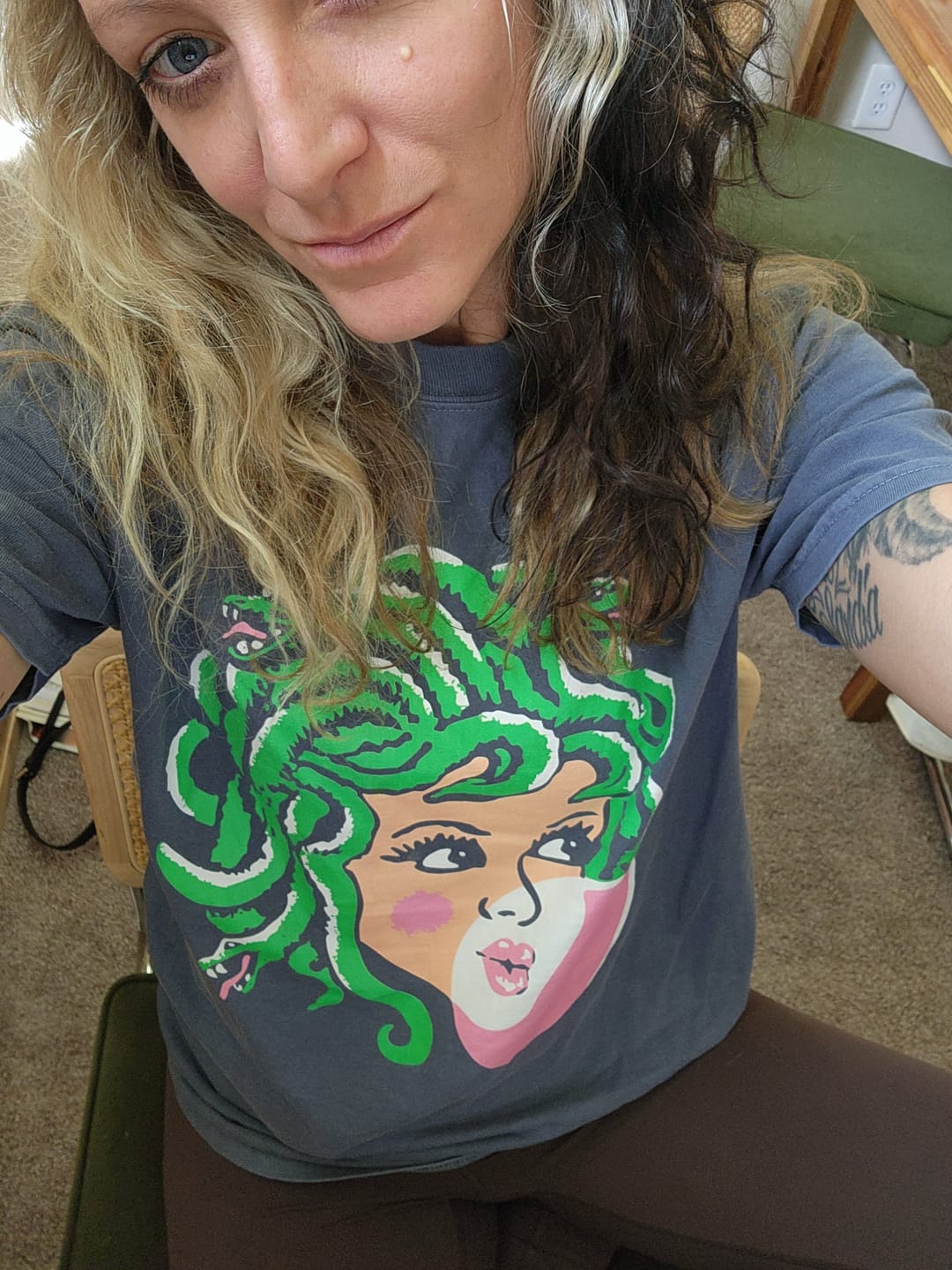 Customer photo review of Medusa Bubblegum Comfort Colors Tee