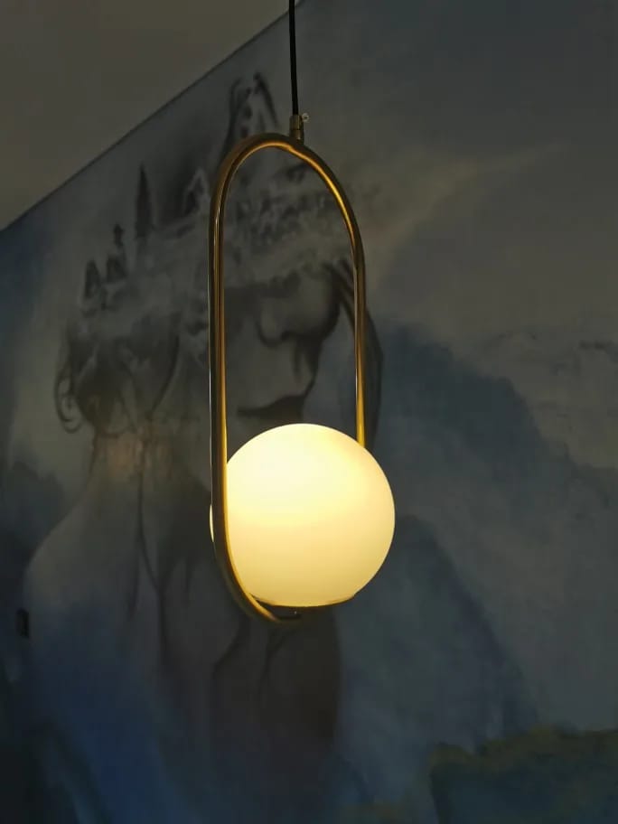 Customer photo review of Mila Pendant Light, White Glass Globe, Brass, Black or Silver, E27