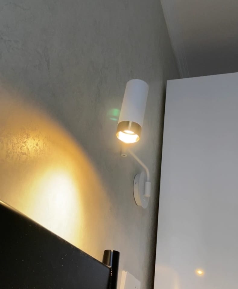 Customer photo review of Swing Arm Wall Lamp, Elongated Metal Shade, E26/E27, Adjustable