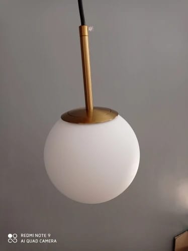 Customer photo review of Mila Pendant Light, White Glass Globe, Brass, Black or Silver, E27