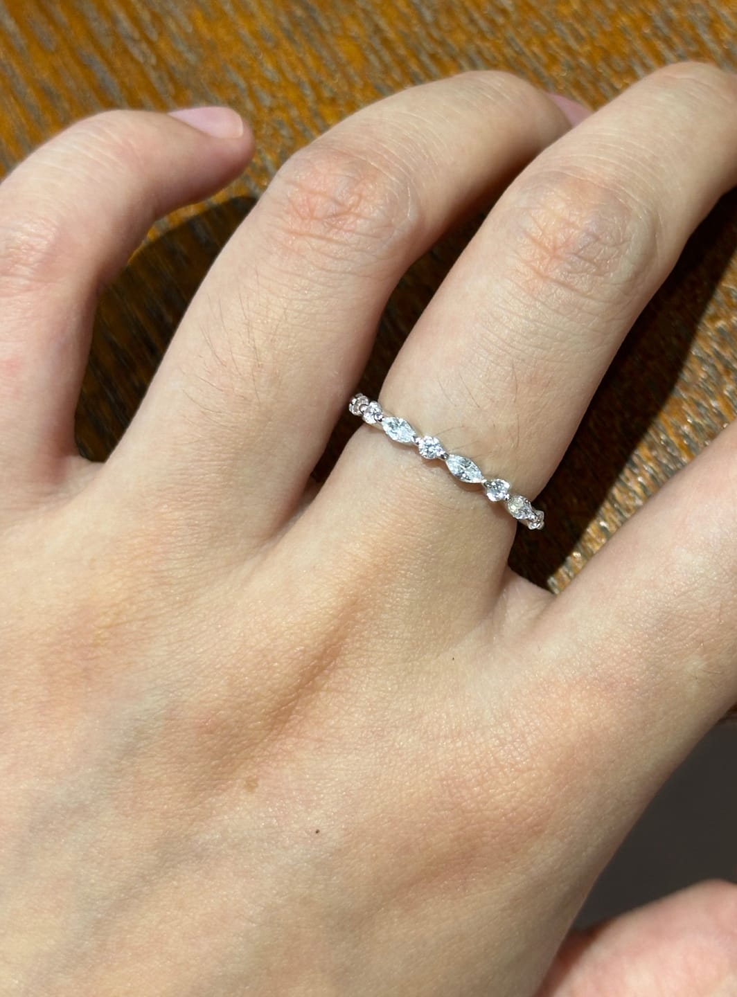 Customer photo review of S925 1.0 Ct Marquise Cut Half Eternity Wedding Band Stackable Ring For Everyday Wear
