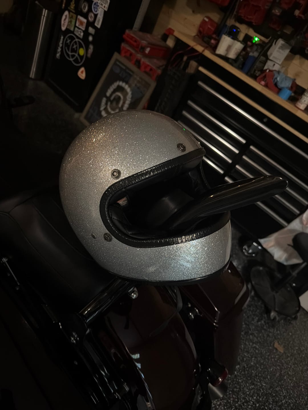 Customer photo review of Retro DOT Full Face Motorcycle Helmet - Shiny Silver
