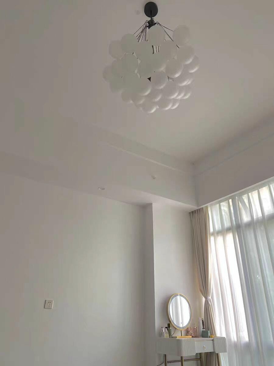 Customer photo review of Bubble Chandelier, Hand-Frosted Glass Globes, Gold or Black, E27