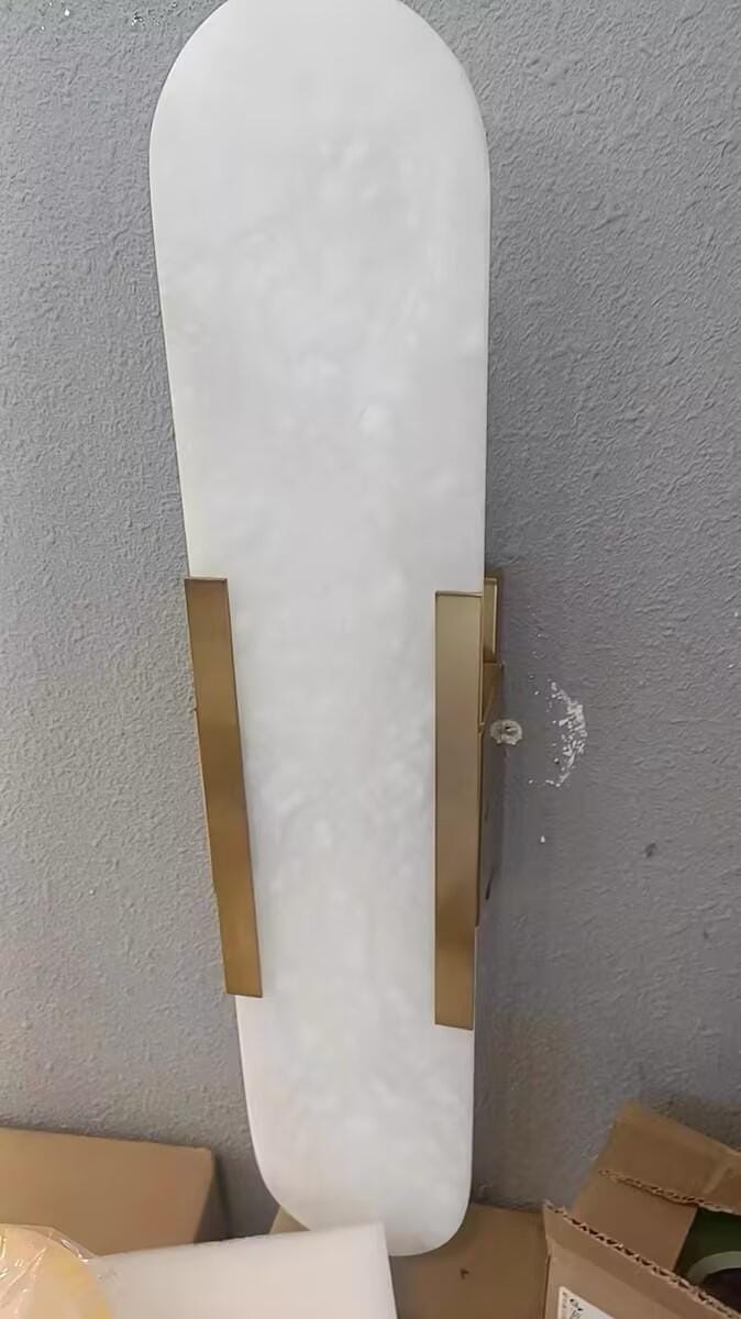 Customer photo review of Wall Sconce, Melange Alabaster Stone & Brass, G4, Hardwired