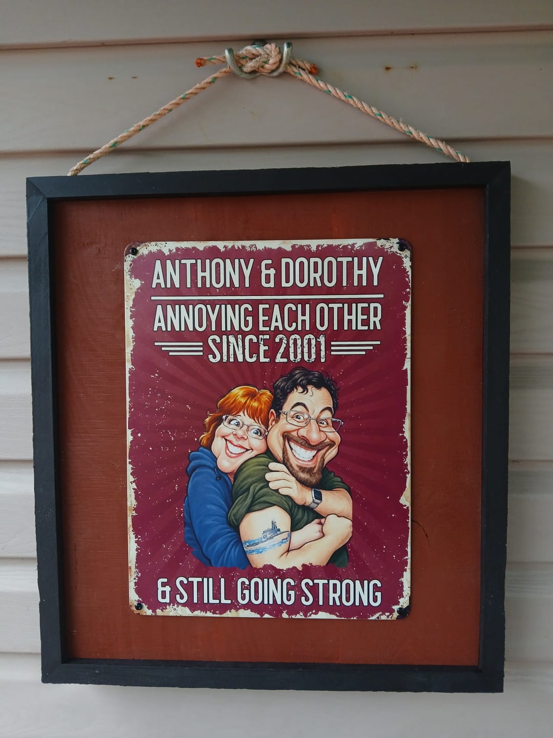Customer photo review of Custom Photo Caricature Still Annoying Each Other - Personalized Custom Classic Metal Signs - Funny Gift For Couples, Parents, Grandparents