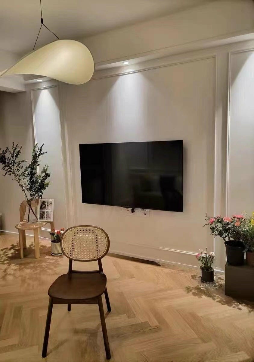 Customer photo review of Pendant Light, Tense, Mulberry Silk Diffuser, Black Frame, LED, Dimmable