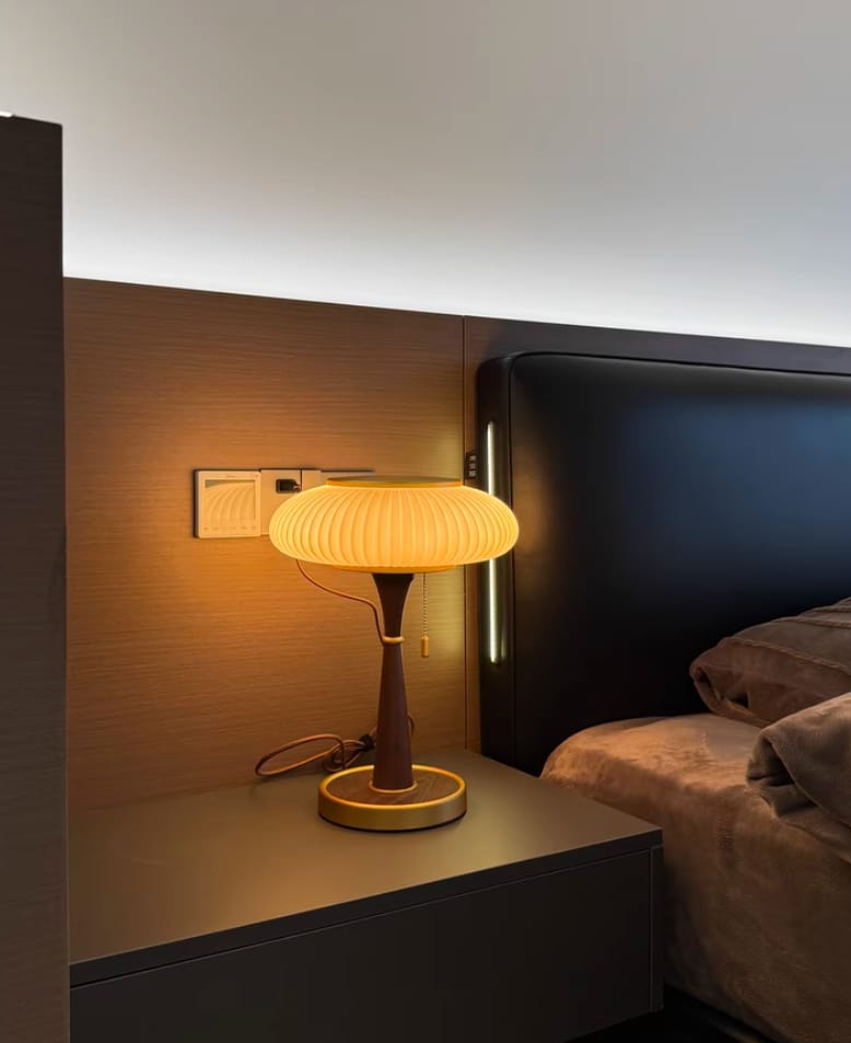 Customer photo review of Table Lamp, Matsutake Mushroom Glass Shade, Amber or White, G9 Plug-In