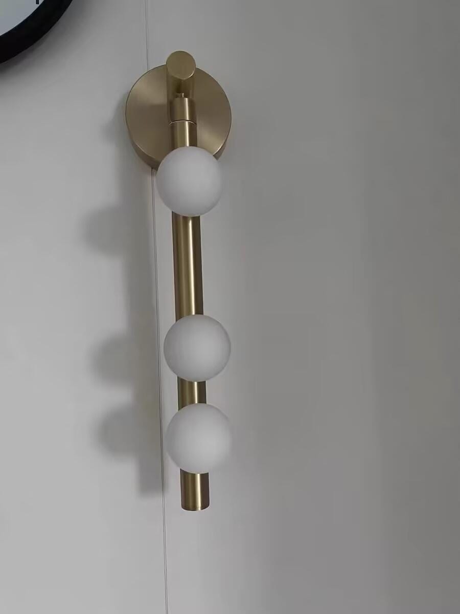 Customer photo review of Glass Tube Wall Lamp, Blown Glass Globes, Brass Finish, G4 LED