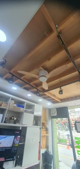 Customer photo review of Low Profile Ceiling Fan – 42/52 Inch, White, Wood, or Black Finish