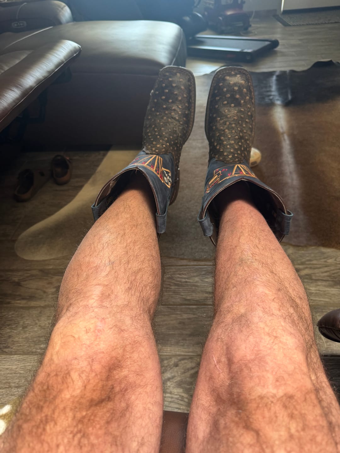 Customer photo review of Rustic Brown Ostrich Leather Boots With 3D Lightweight Sole - Composite Toe