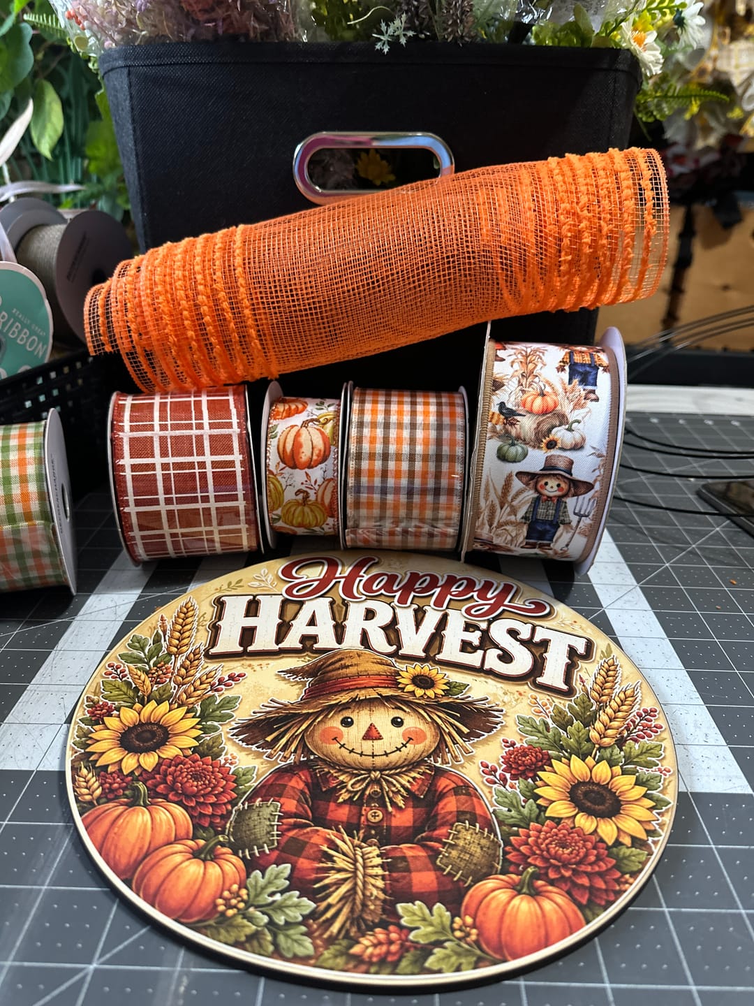 Customer photo review of Happy Harvest Scarecrow, PS-W-0234, 10in Sign For Wreath, Wood Wreath Sign