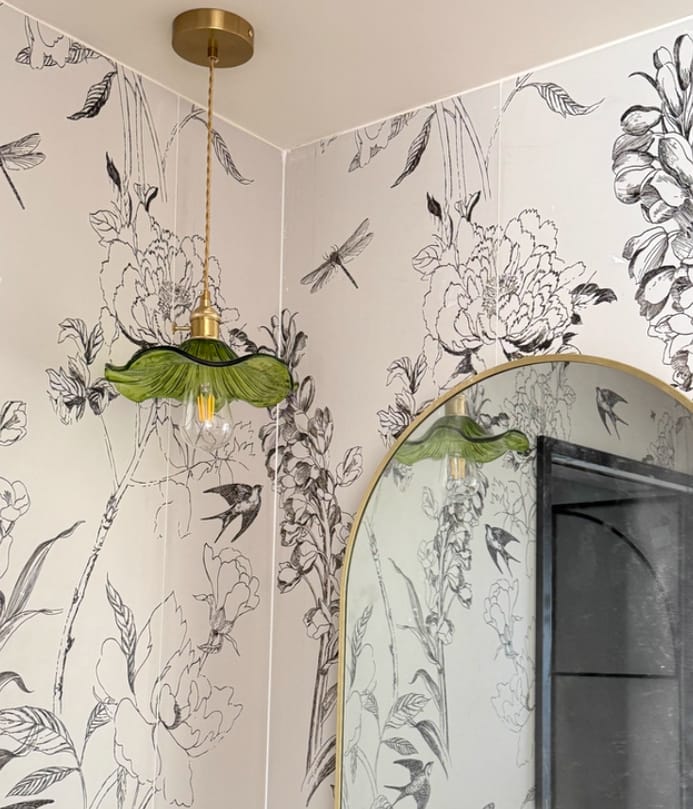 Customer photo review of Pendant Light, Fluted Hibiscus Glass Shade, Brushed Brass, E26/E27