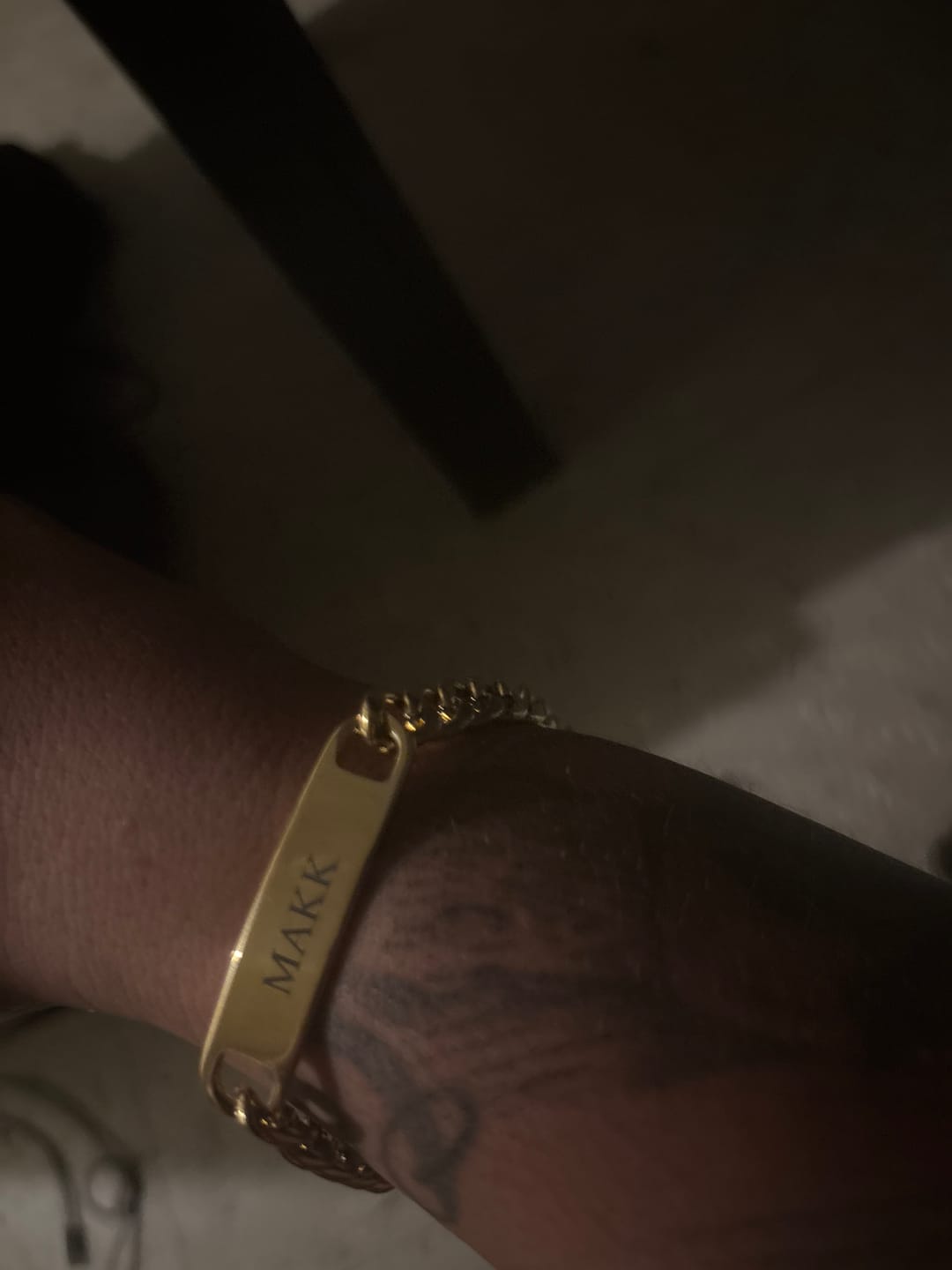 Customer photo review of Engraved Bar Cuban Link Bracelet