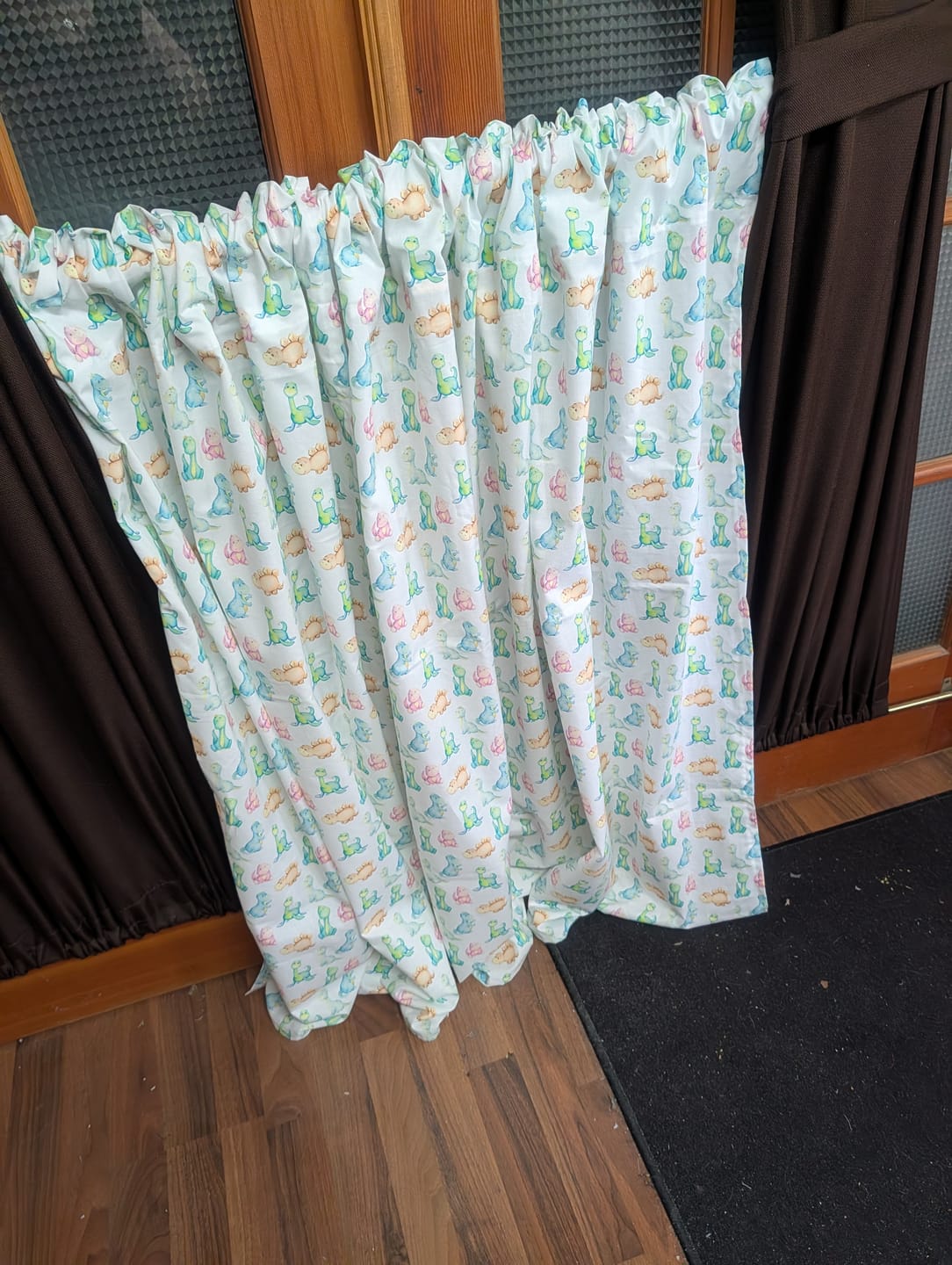 Customer photo review of Watercolor Cartoon Dinosaurs Fabric